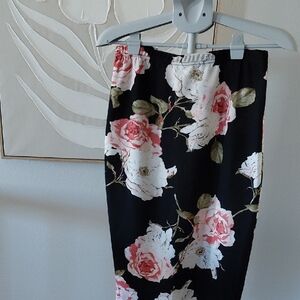 Floral Black Skirt